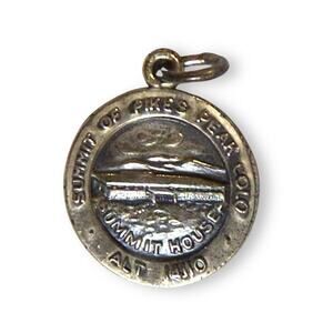 Vintage Pikes Peak Charm Sterling Silver Pendant Haute Relief Summit Collectible